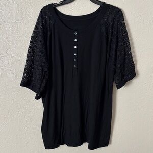 Torrid Fitted Super Soft Rib Lace Inset Raglan Henley Women’s Plus Size 5X (28)